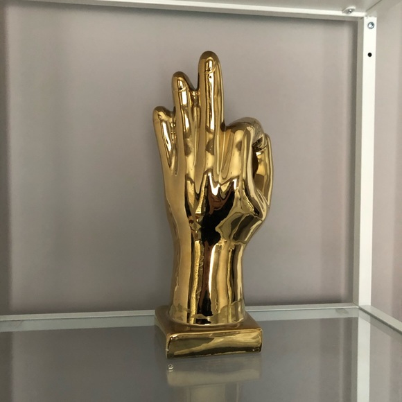 Gold metallic hand sculpture - Picture 3 of 6